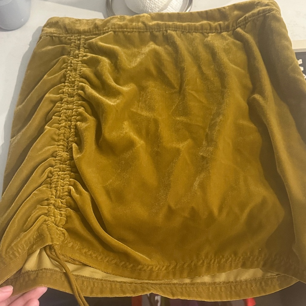 Free People Velvet Mini Skirt in Mustard